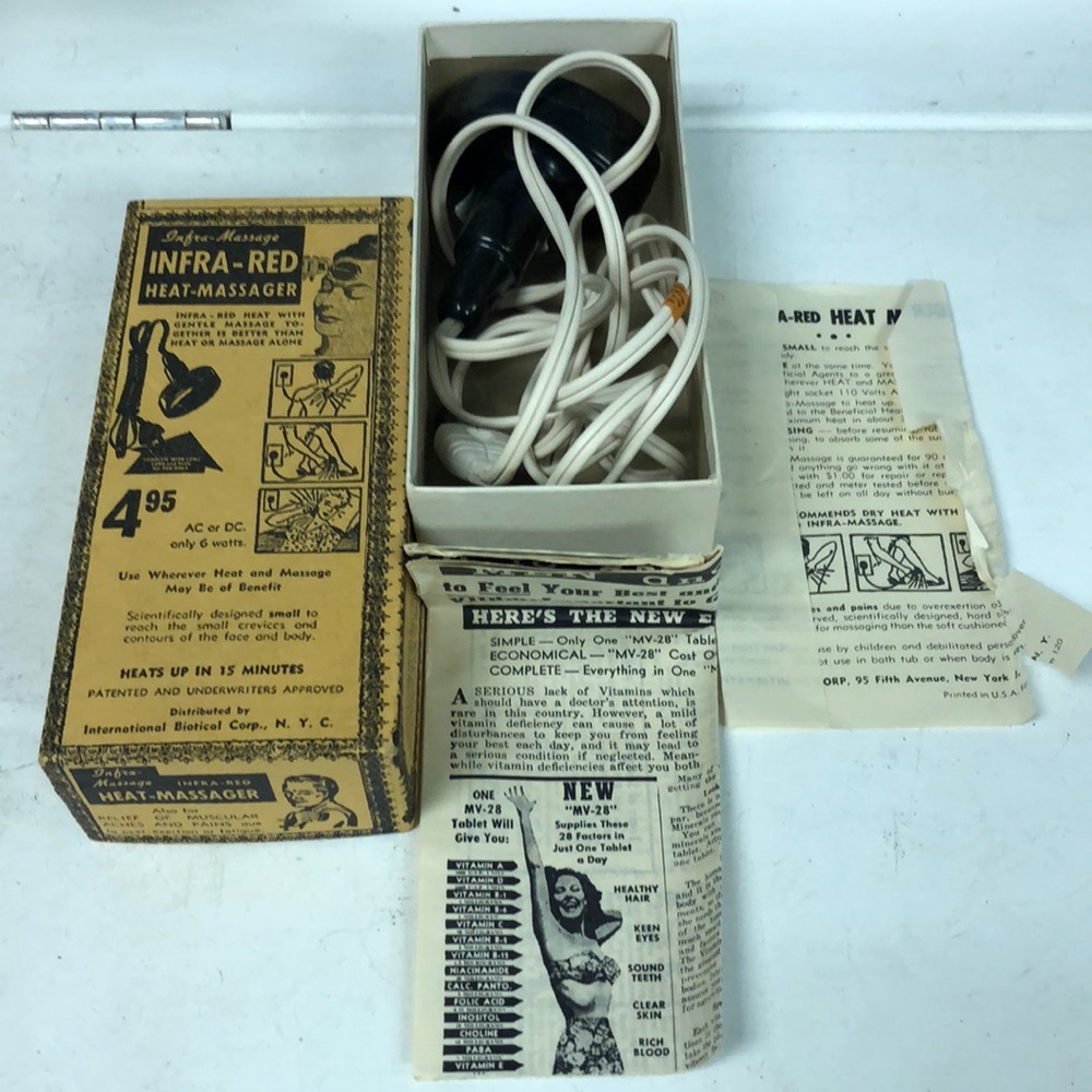 Vintage Sibert & Co THERM MASSAGE Infra Red Heat Applicator w/Box Quack Device